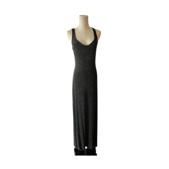 vintage mob wife early 2k sparkly black slip gown size M - Picture 3 of 8